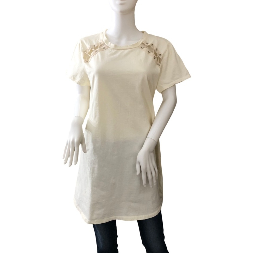 UMGEE Medium Cream Oversized Casual Relaxed T-Shirt Dress Boyfriend Fit Boho